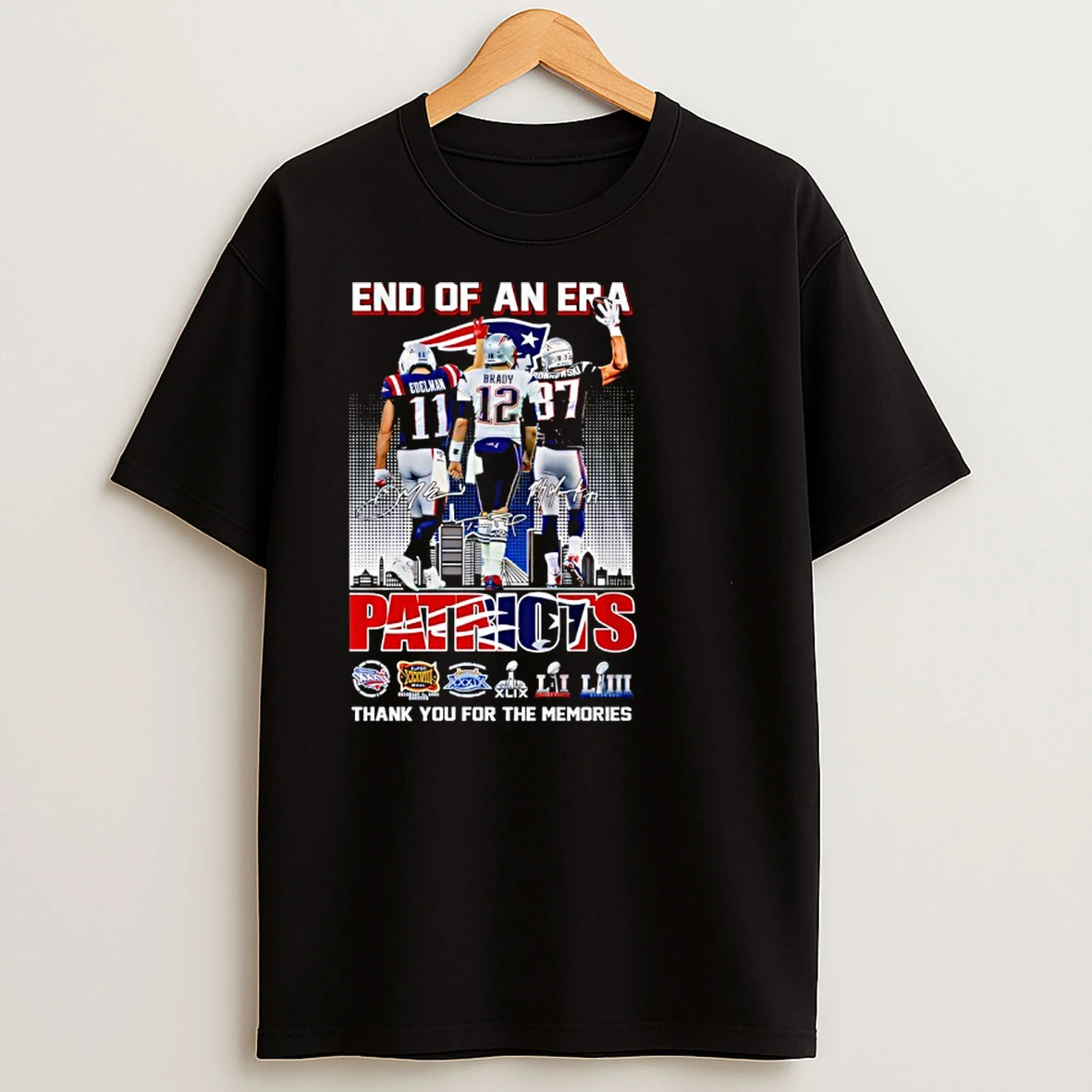 End Of An Era New England Patriots Thank You For The Memories Signatures Shirts