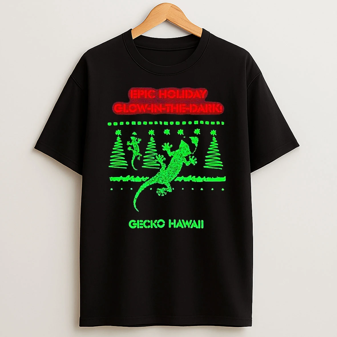 Epic Holiday Glow In Ti Ie Dark Gecko Hawaii Shirts