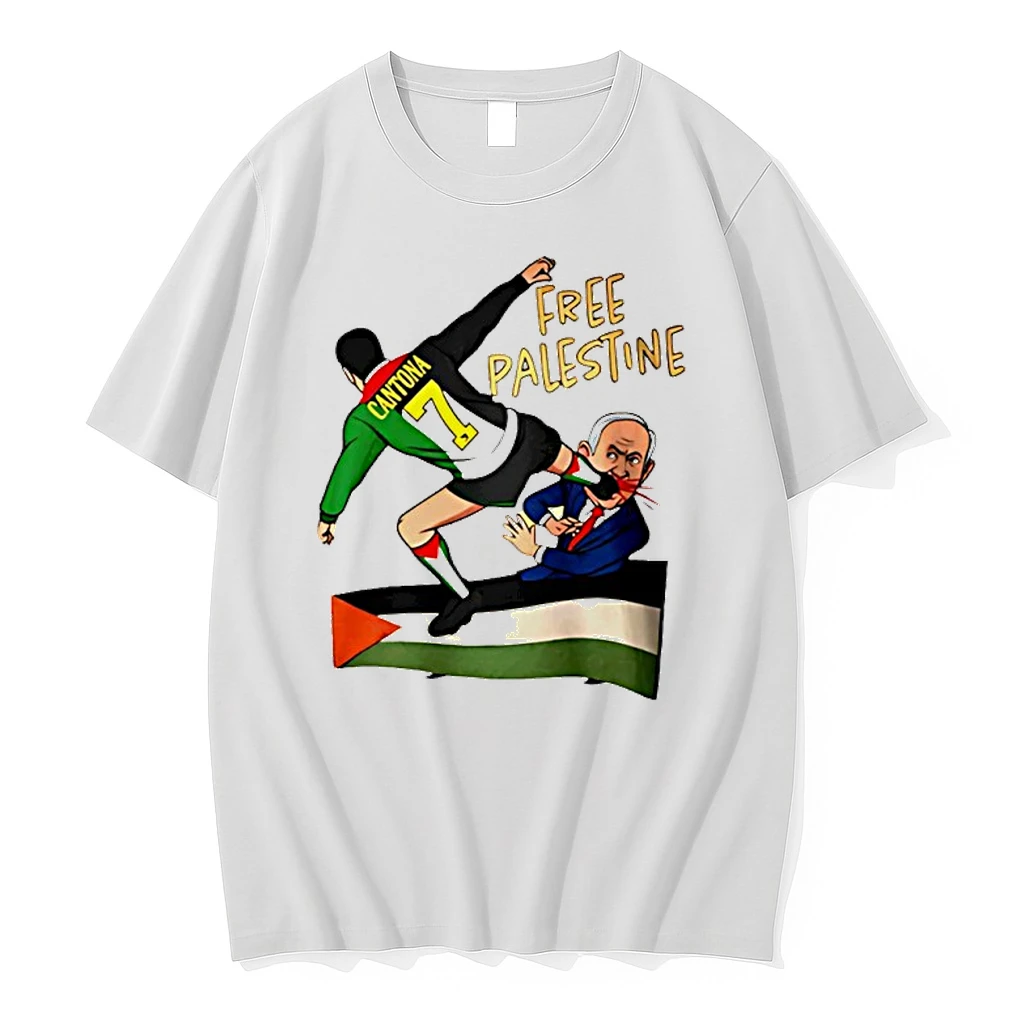 Eric Cantona Give Netanyahu Free Palestine Shirts