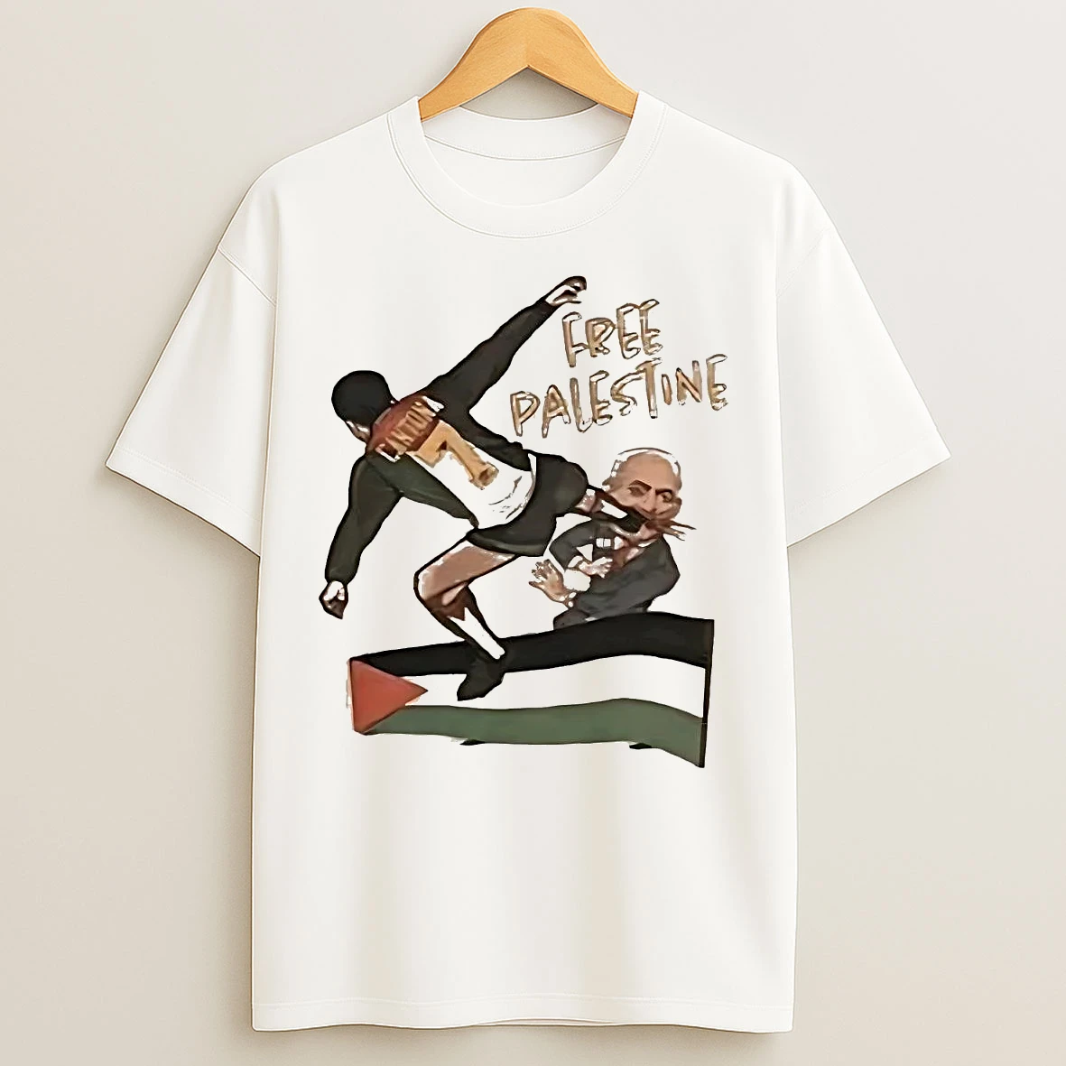 Eric Cantona Kung Fu Kick Benjamin Netanyahu Free Palestine T Shirts