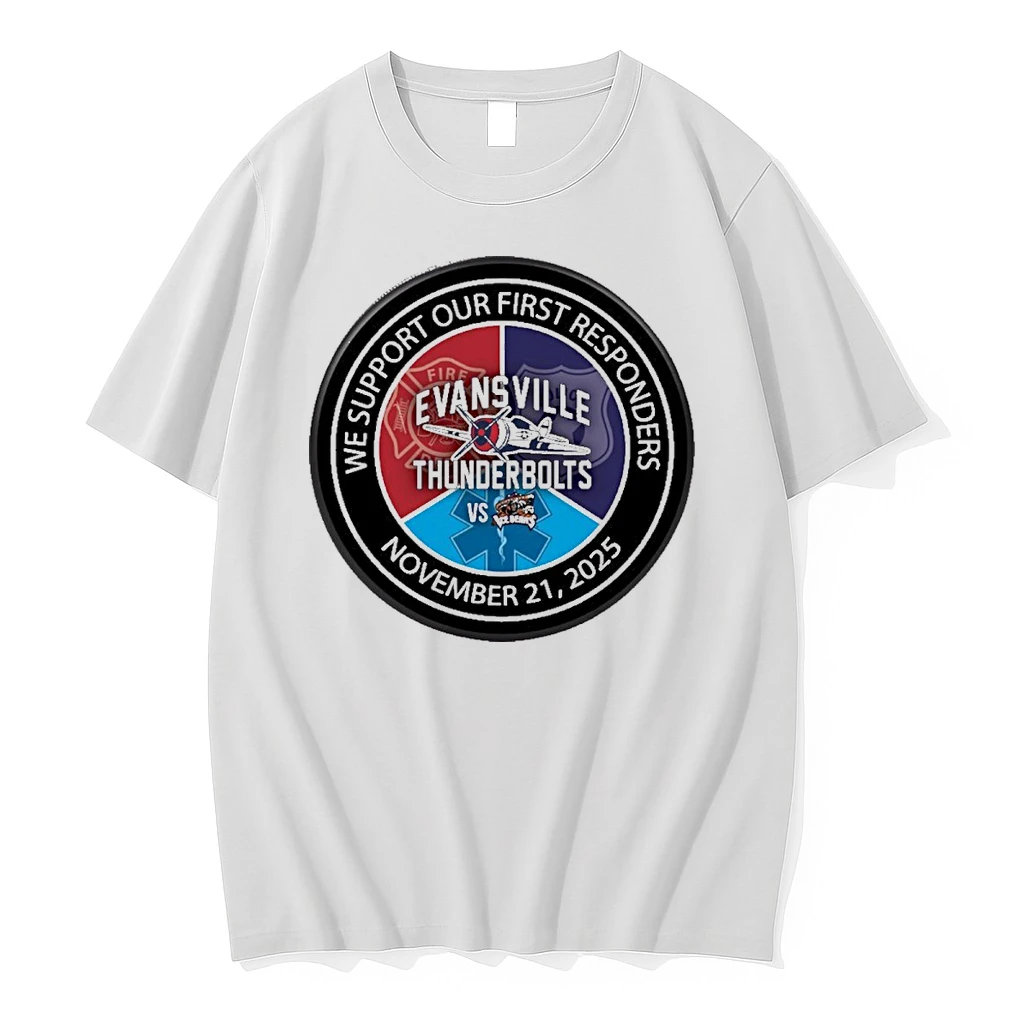 Evansville Thunderbolts We Support Our First Responders November 21 2025 Logo Shirts