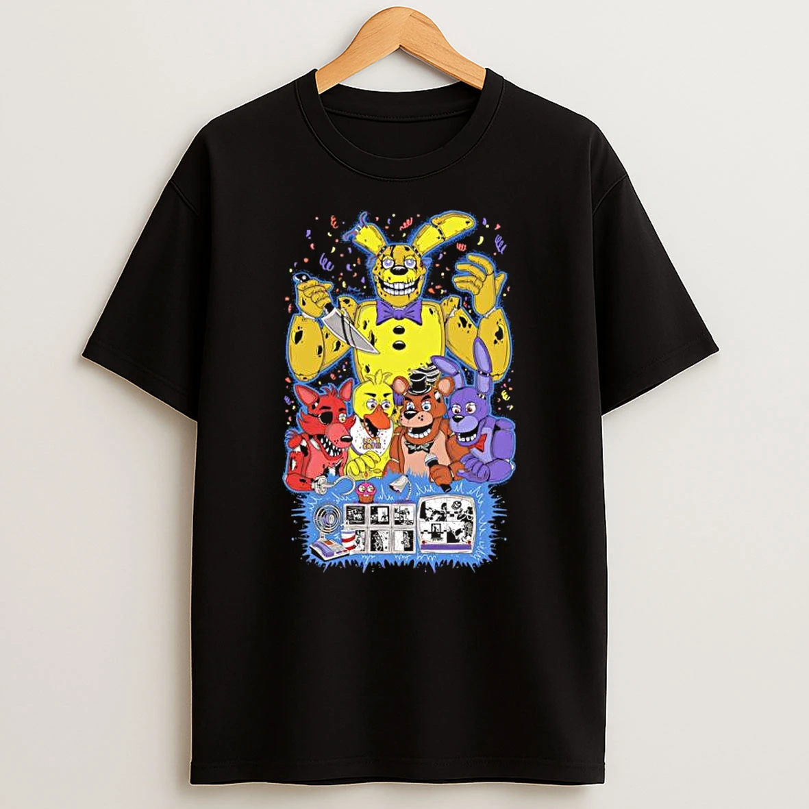 Fnaf Five Nights At Freddys Freddy Bonnie Chica Foxy Characters Shirts