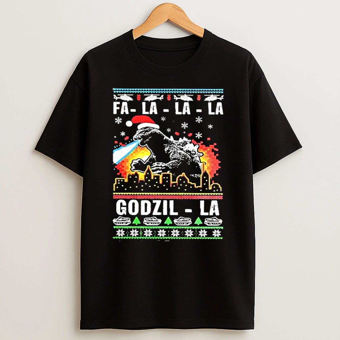 Fa La La La Godzil La Godzilla Ugly Christmas Shirts
