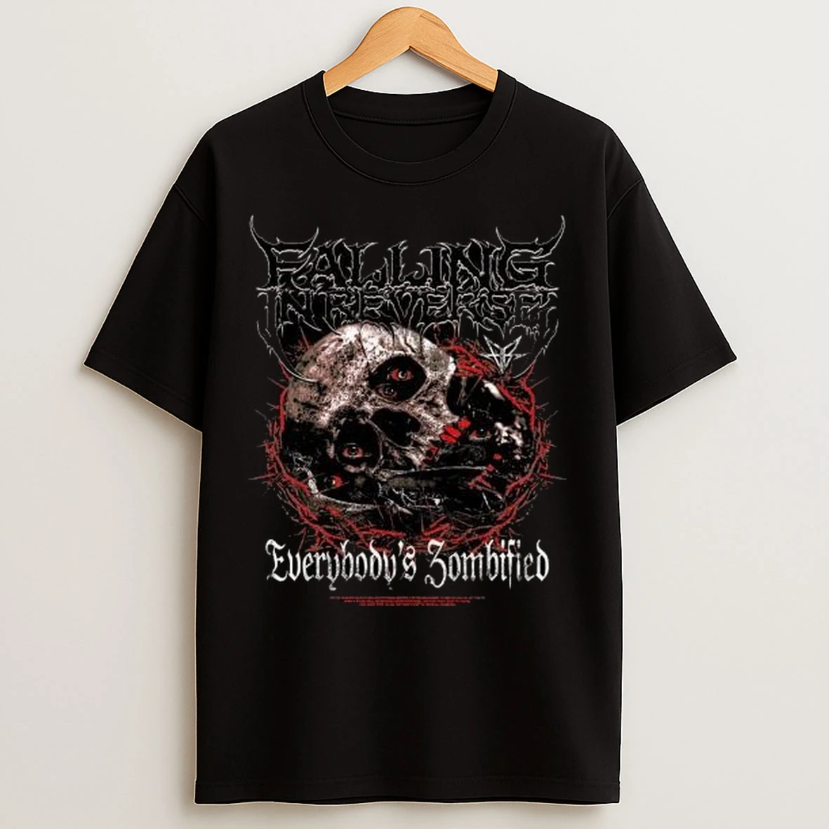 Falling In Reverse Everybodys Zombified Circle Black T Shirts