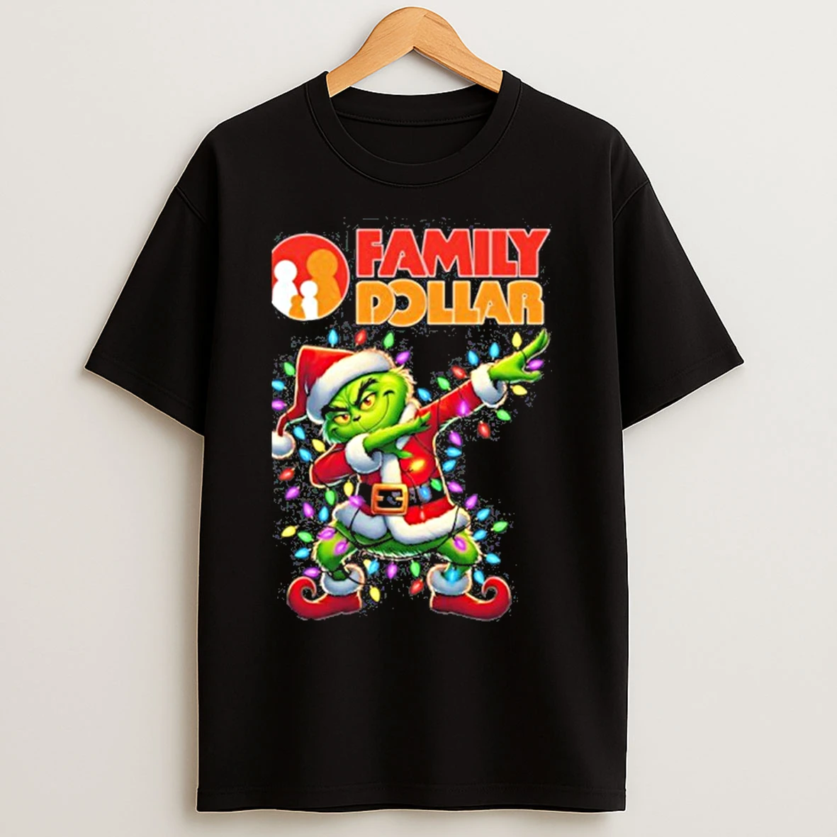 Family Dollar Logo X Grinch Dabbing Light Christmas T Shirts