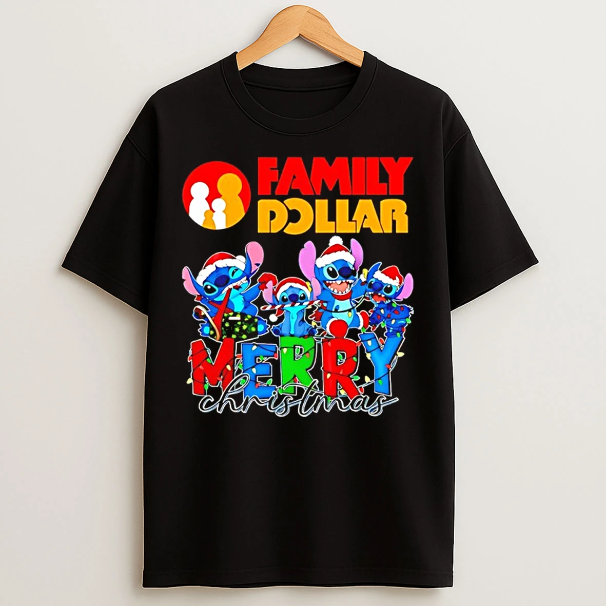Family Dollar X Stitch Lightning Merry Christmas 2025 T Shirts
