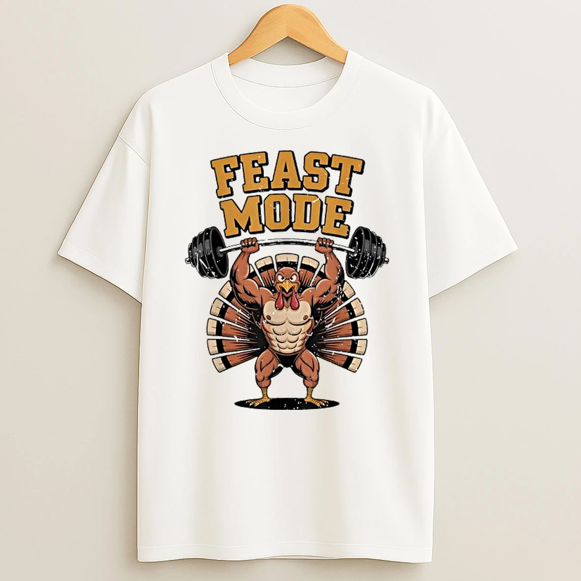 Feast Mode Muscle Turkey Workout Thanksgiving Gym Fitness Shirts