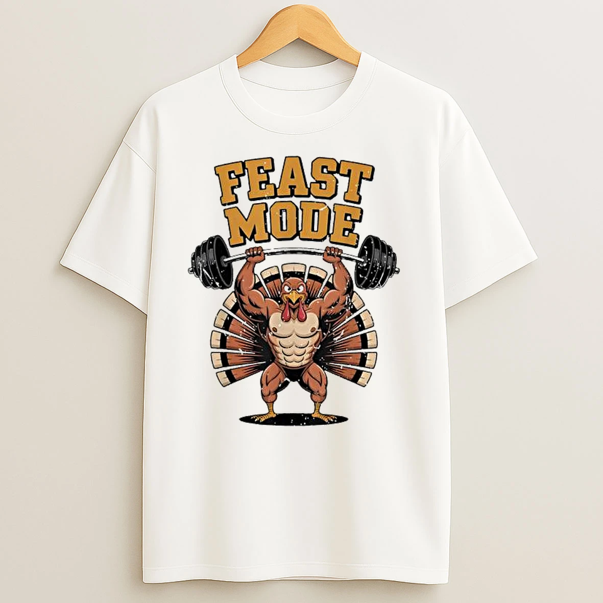 Feast Mode Muscle Turkey Workout Thanksgiving Gym Fitness T Shirts