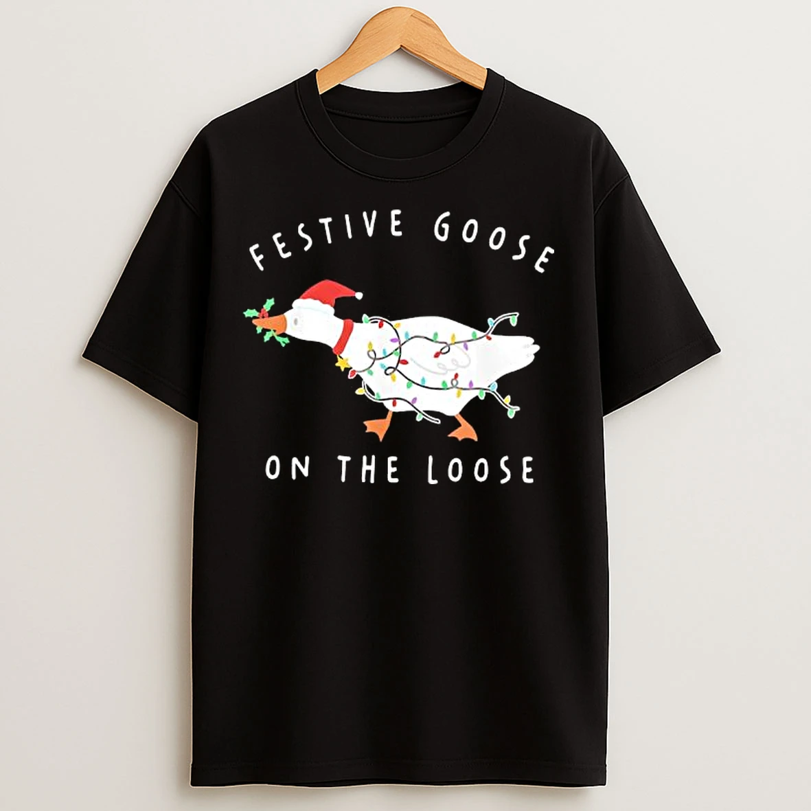 Festive Goose On The Loose Christmas T Shirts
