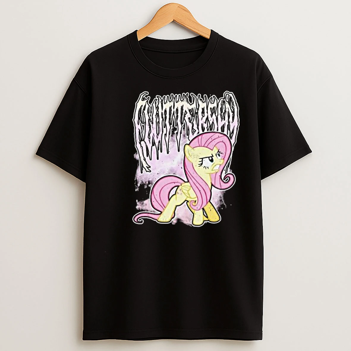Fluttershy My Little Pony Metal Circle Black T Shirts