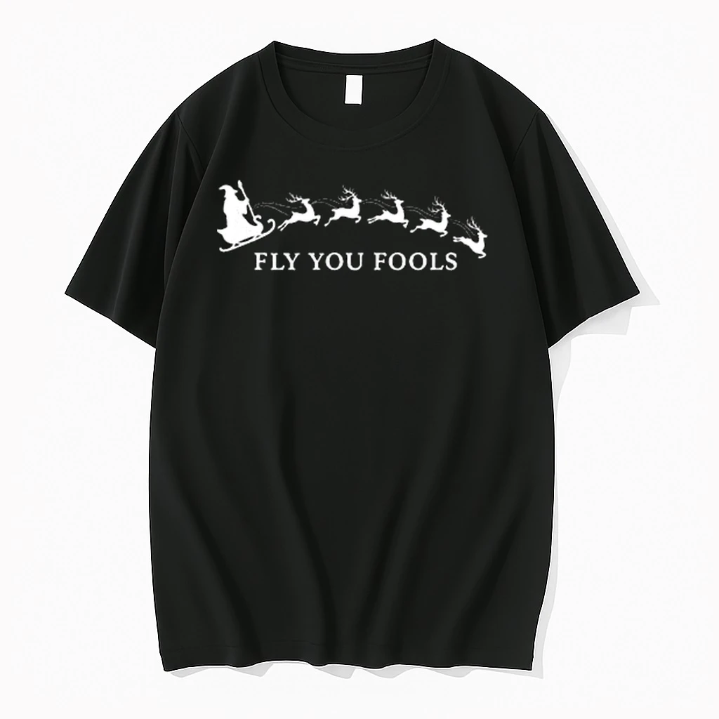 Fly You Fools Funny Christmas Lotr Gandalf Reindeer Shirts