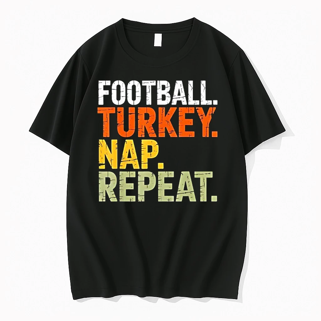 Football Turkey Nap Repeat Thanksgiving Costume Leg Day Retro Shirts