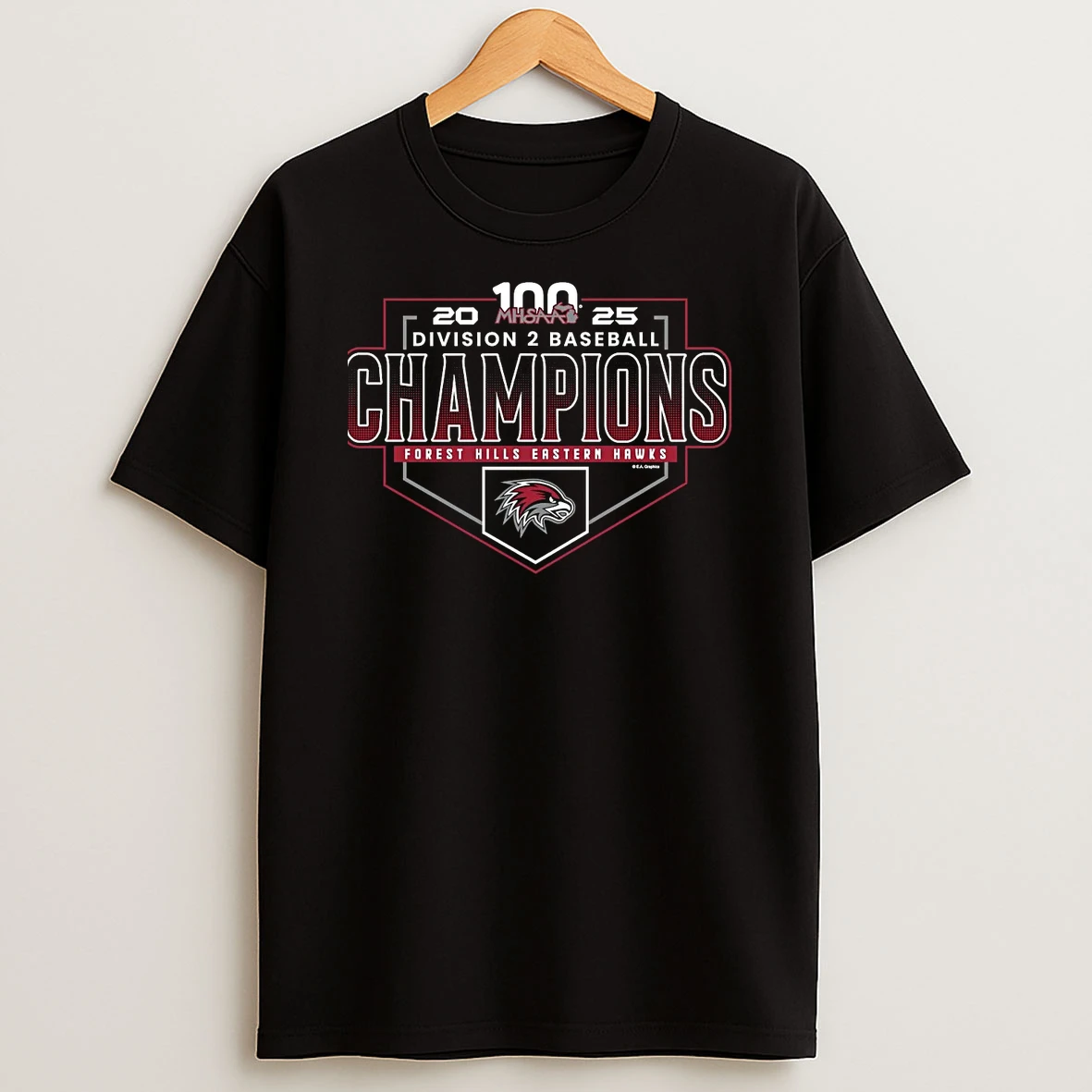 Forest Hills Eastern Hawks 2025 Mhsaa D2 Baseball Champions Shirts