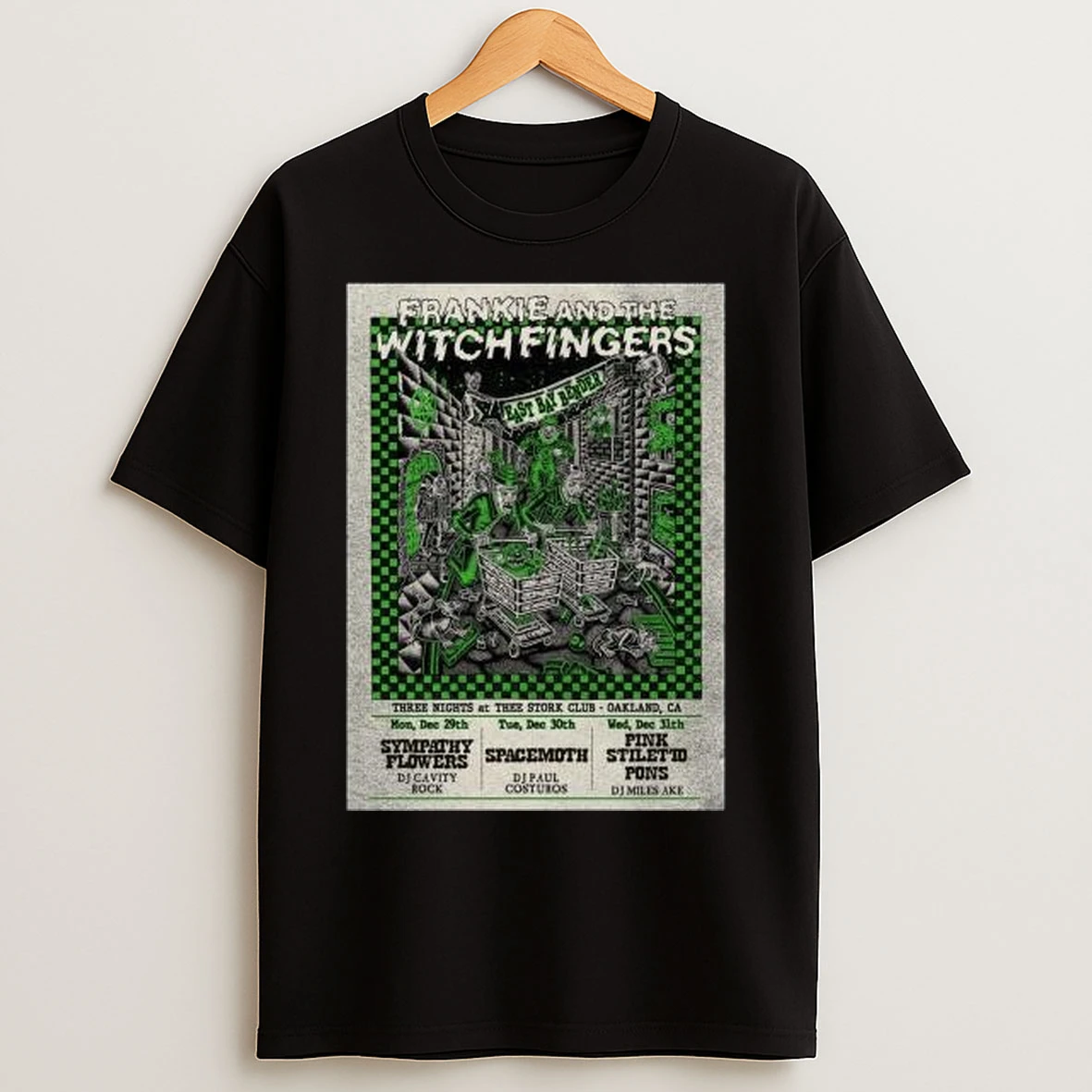 Frankie And The Witch Fingers Dec 29 31 2025 Thee Stork Club Circle Black T Shirts