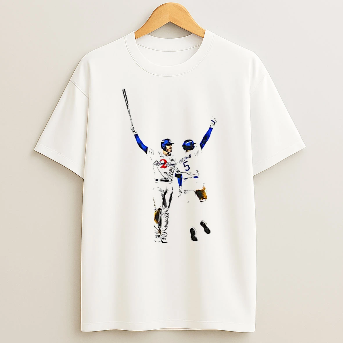 Freddie Freeman And Trea Turner La Dodgers Celebrating Graphic Signatures Shirts