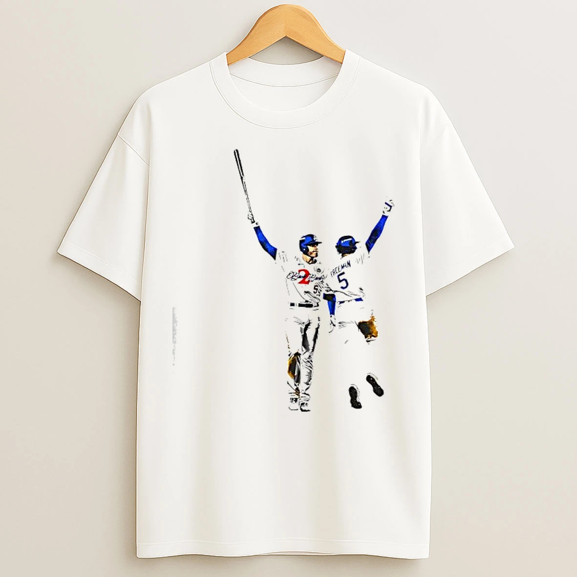Freddie Freeman And Trea Turner La Dodgers Celebrating Graphic Signatures T Shirts