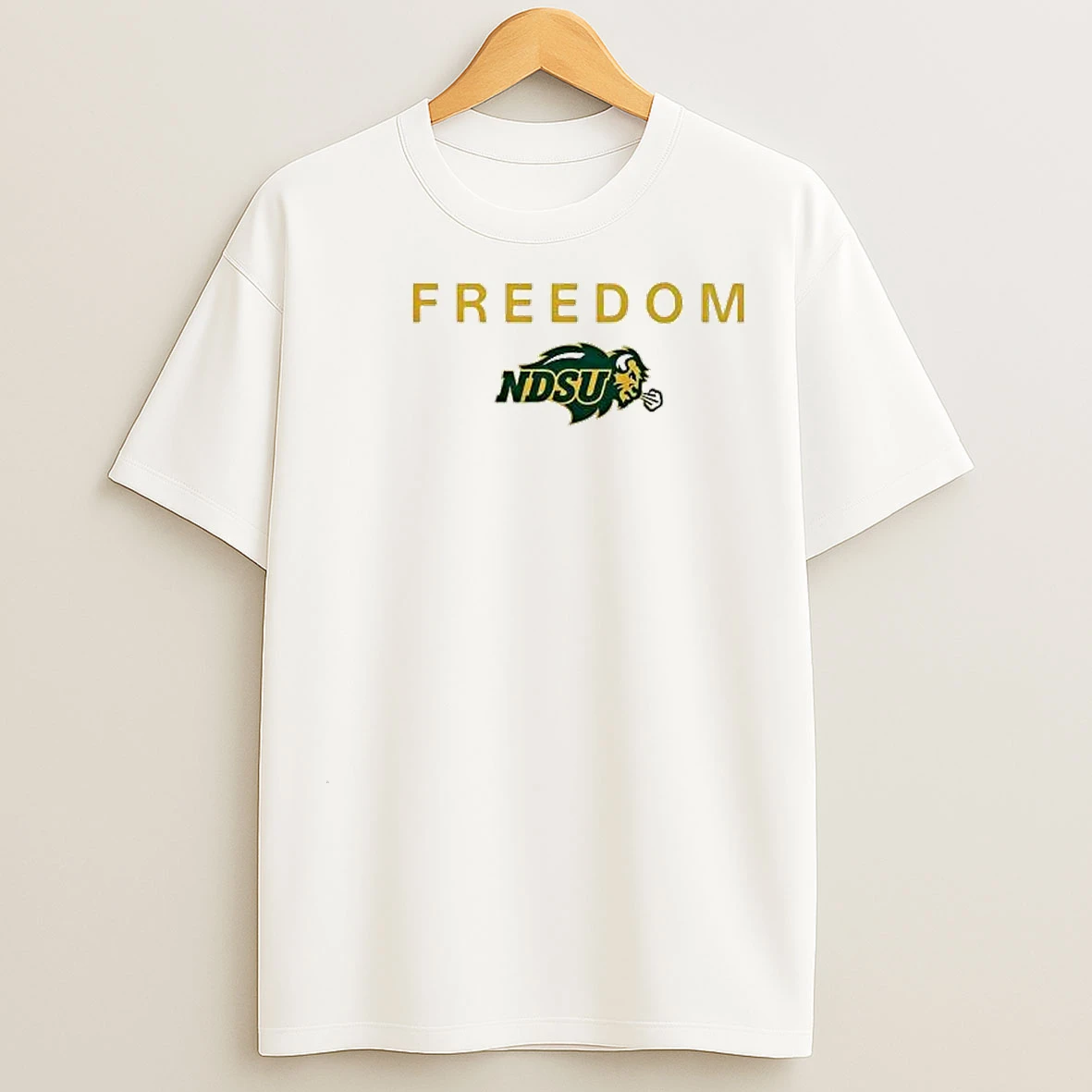 Freedom North Dakota State Bison Football Logo Circle White T Shirts