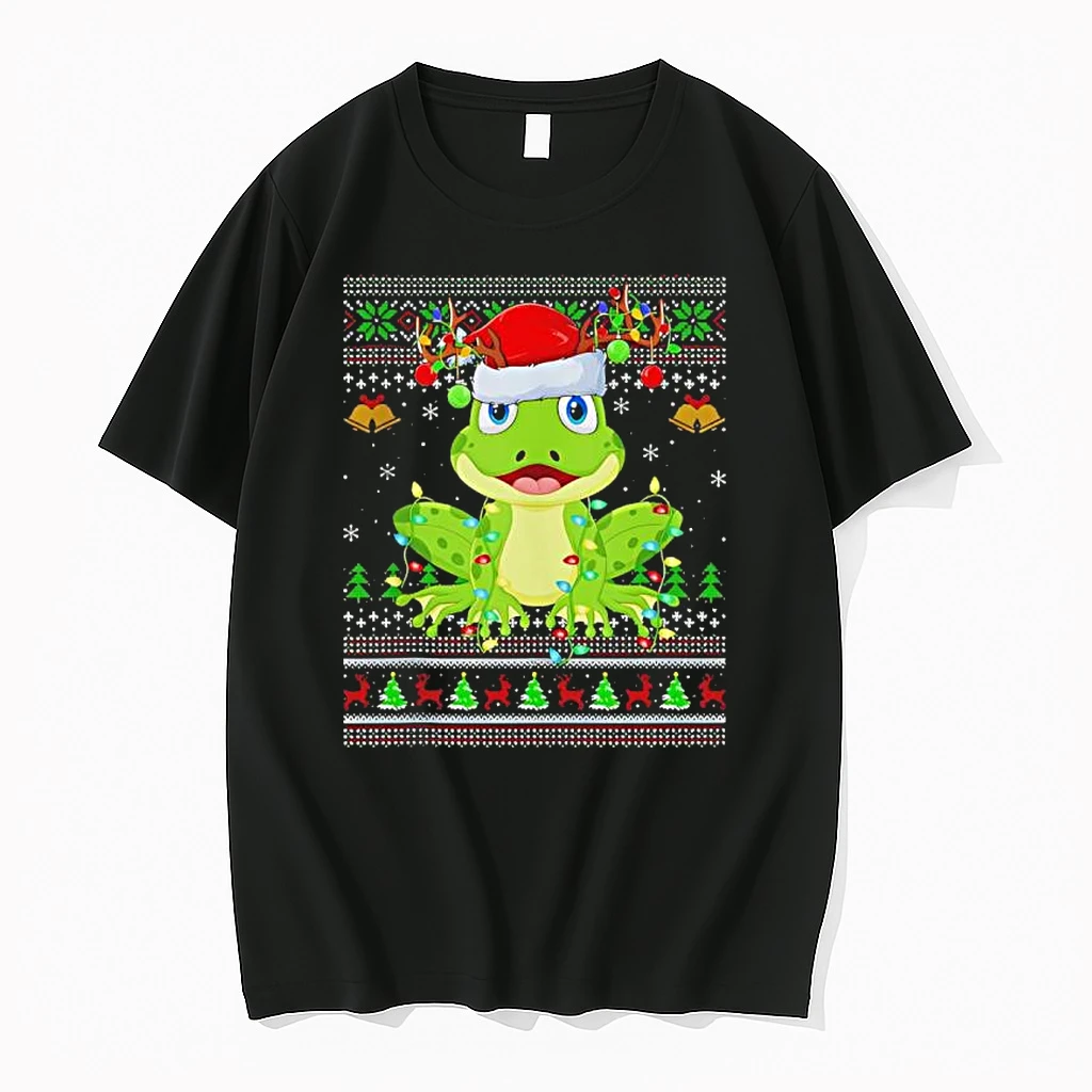 Frog Hat Santa Ugly Christmas Black Shirts