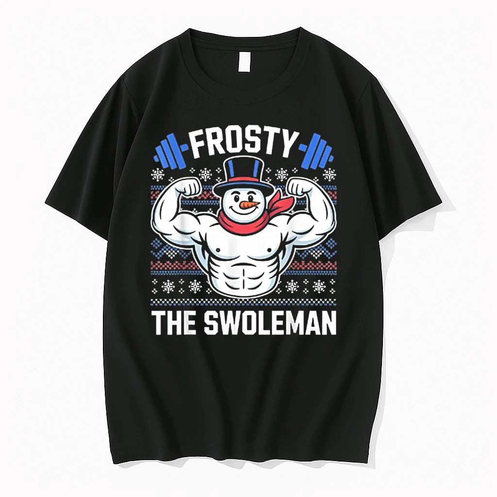Frosty The Swoleman Funny Ugly Christmas Gym Workout Shirts