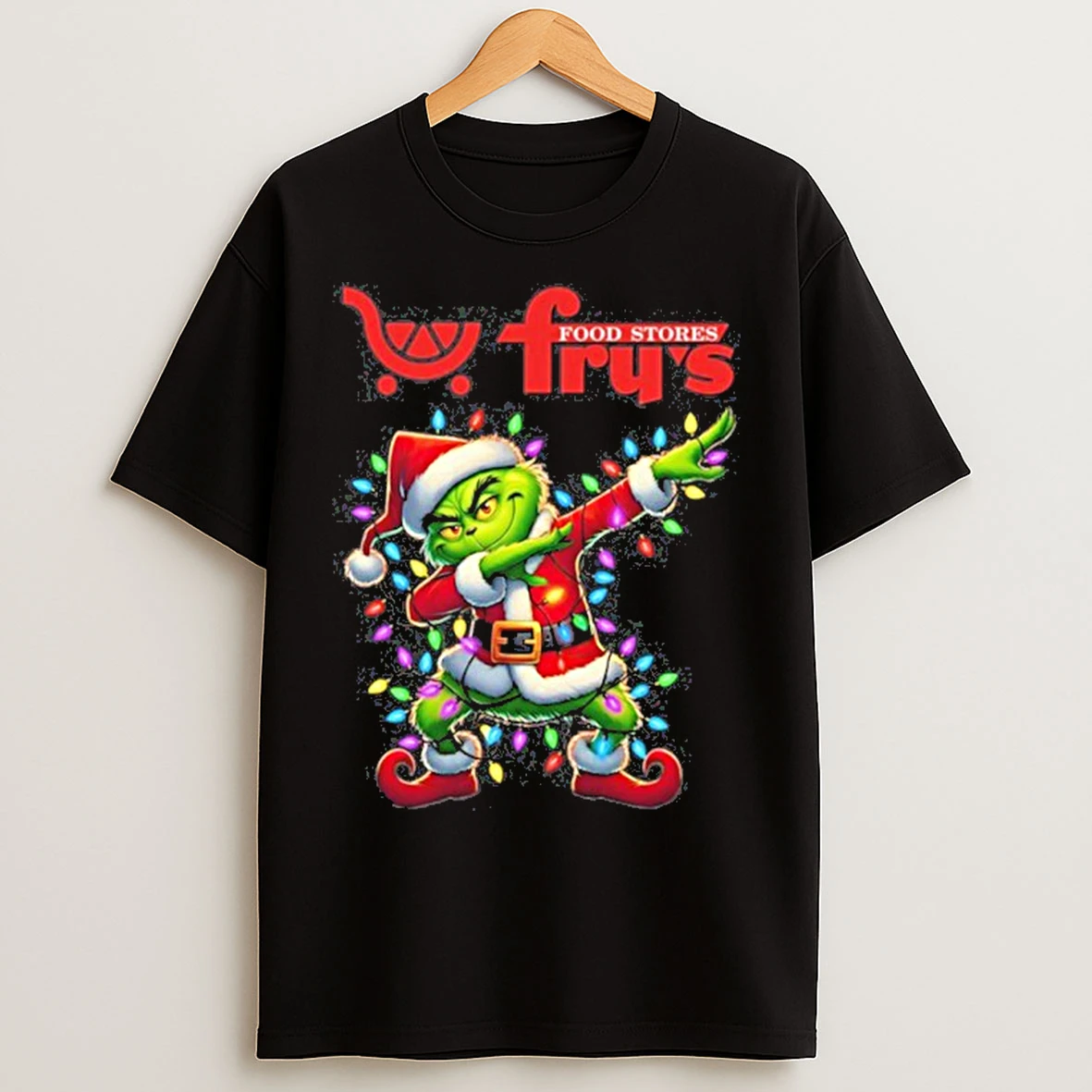 Frys Food Lobby Logo X Grinch Dabbing Light Christmas T Shirts