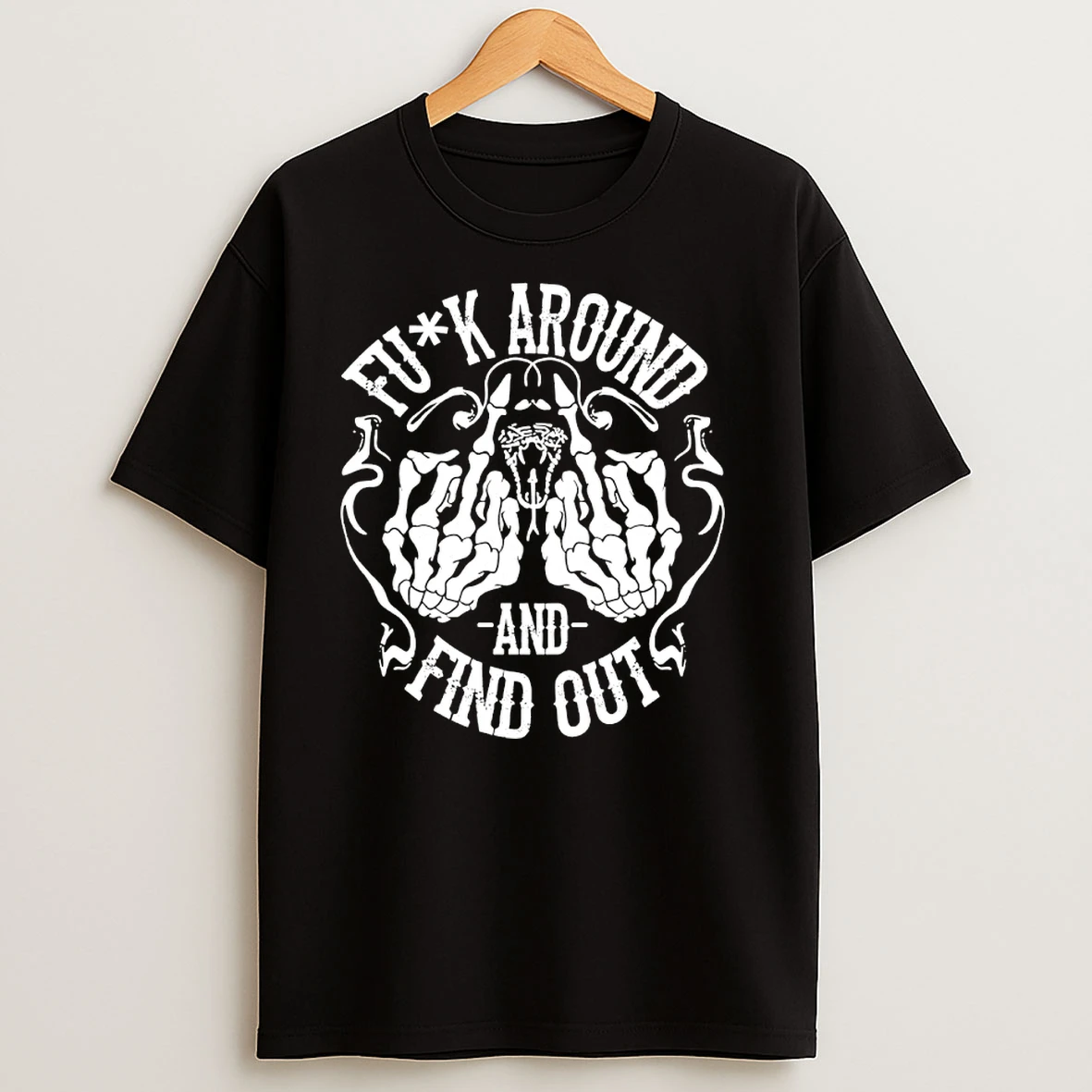 Fuck Around And Find Out Middle Finger Skeleton Hand T Shirts