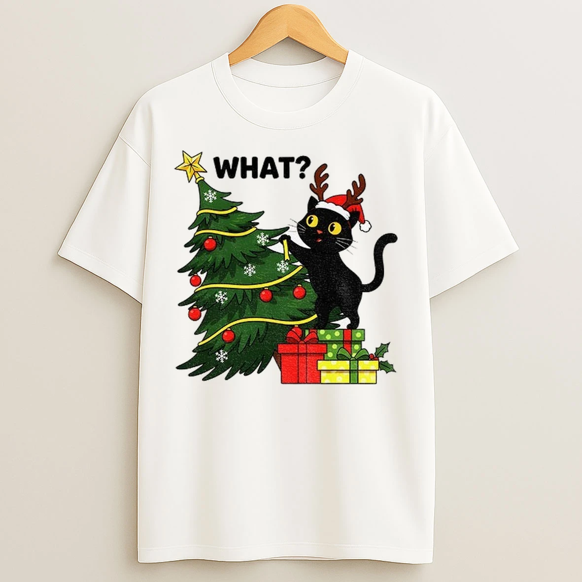 Funny Cat Christmas What Christmas Tree Knocked Over T Shirts