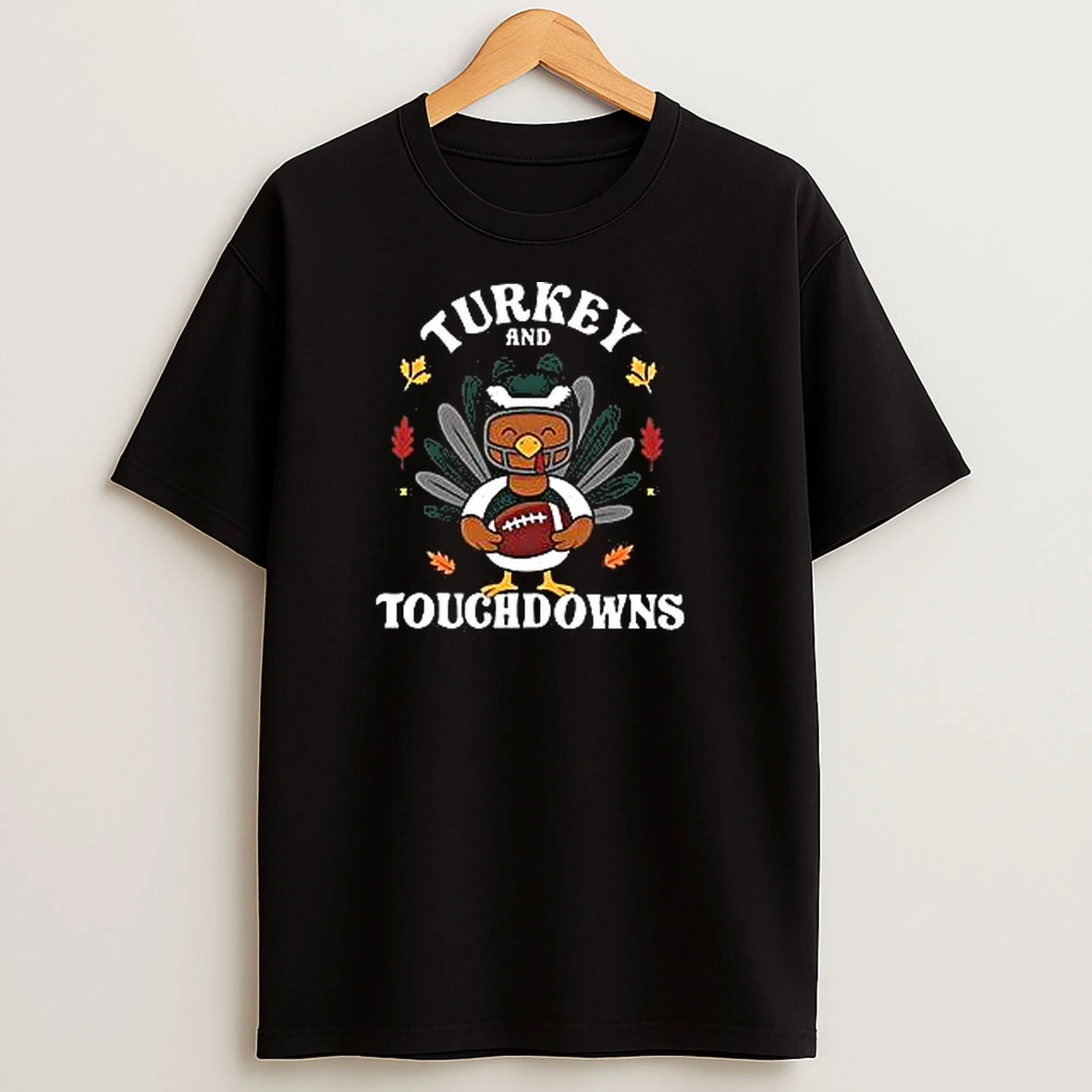Funny Eagles Turkey And Touchdowns Cartoon T Shirts