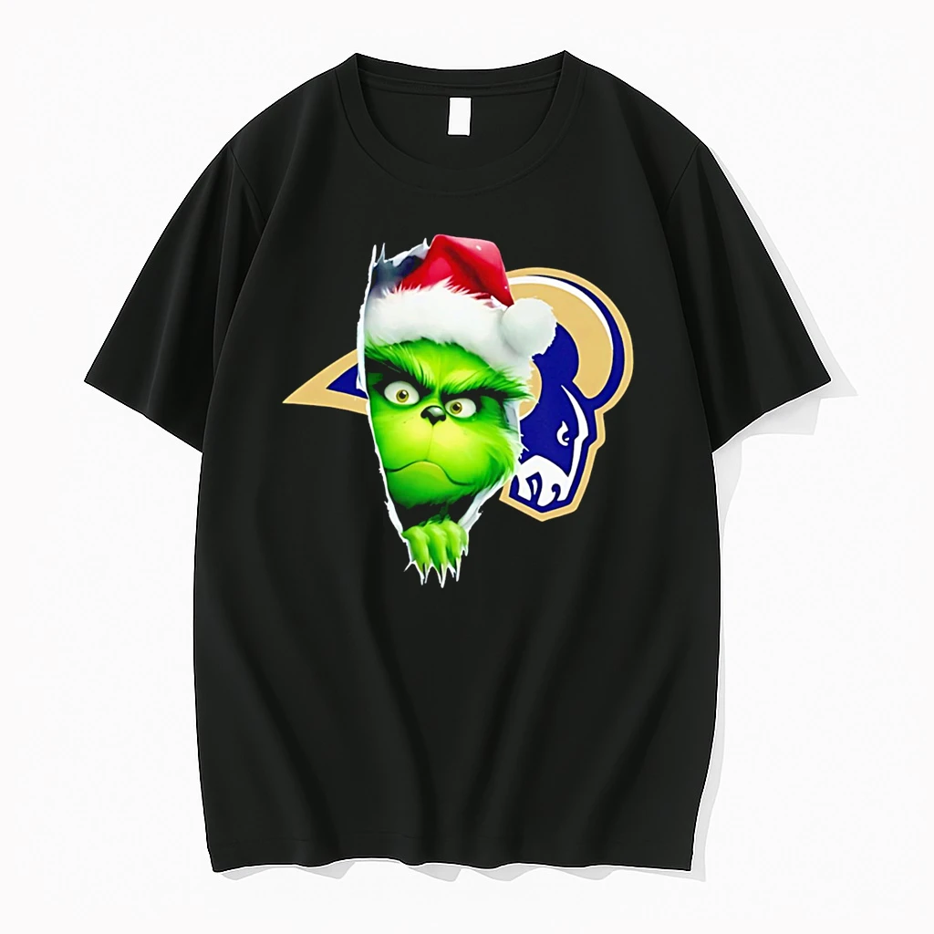 Funny Grinch Peeking Through La Rams Christmas Holiday Shirts