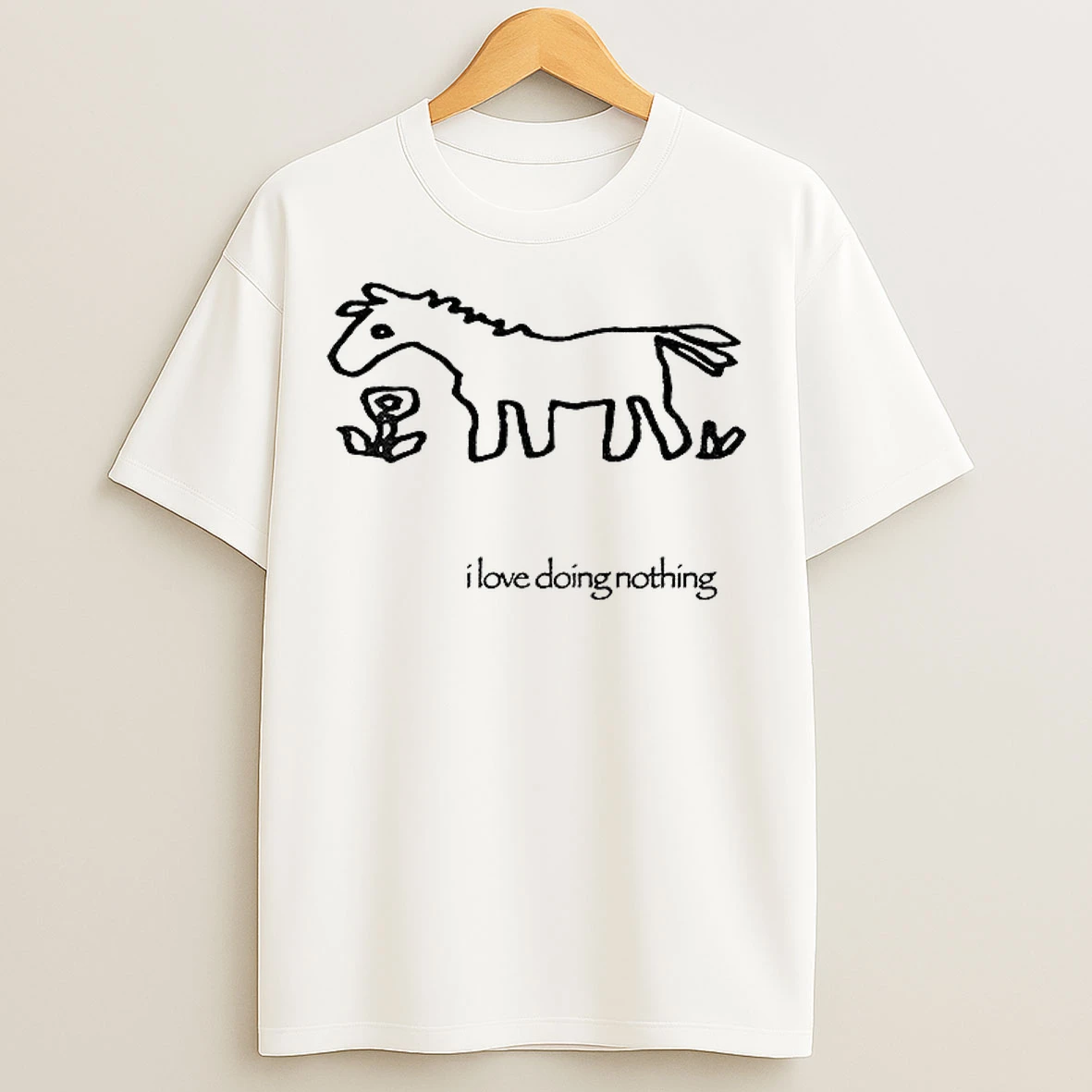Funny Horse Art I Love Doing Nothing Meme T Shirts