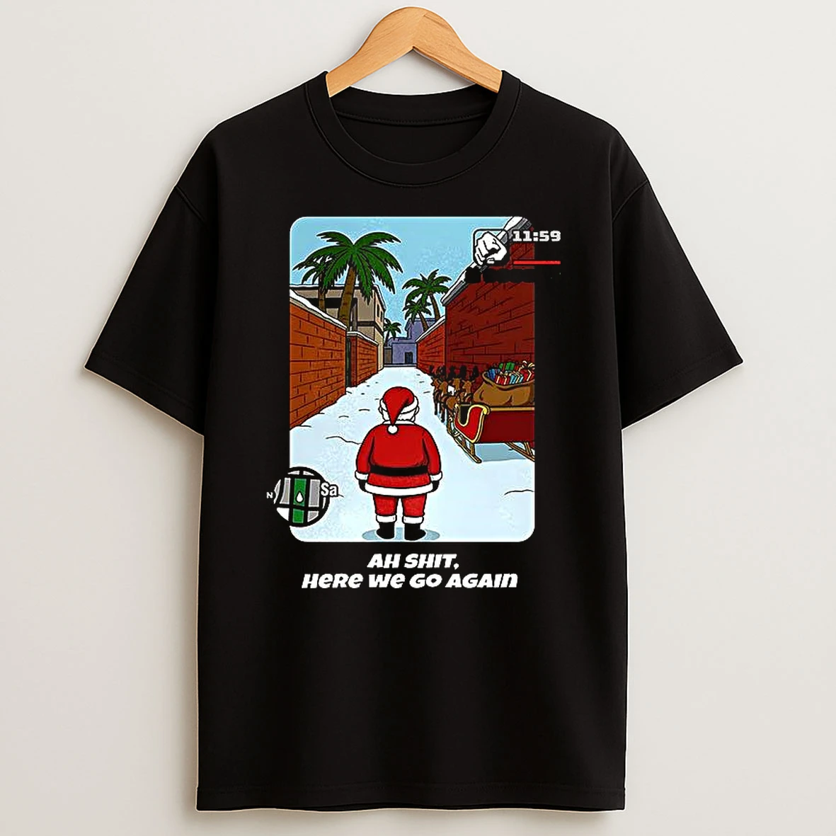 Gta San Andreas Santa Ah Shit Here We Go Again Christmas Shirts