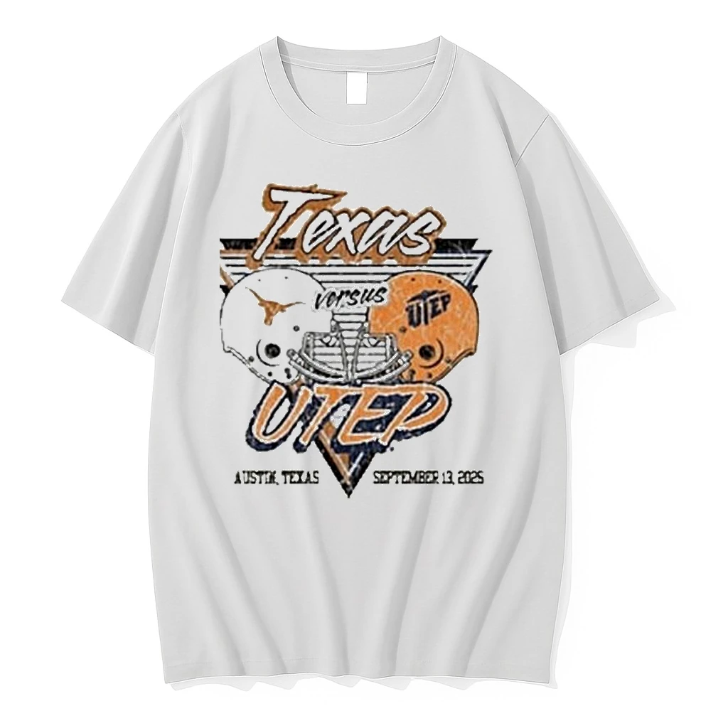 Gameday 2025 Texas Longhorns Vs Utep Miners Helmet Shirts