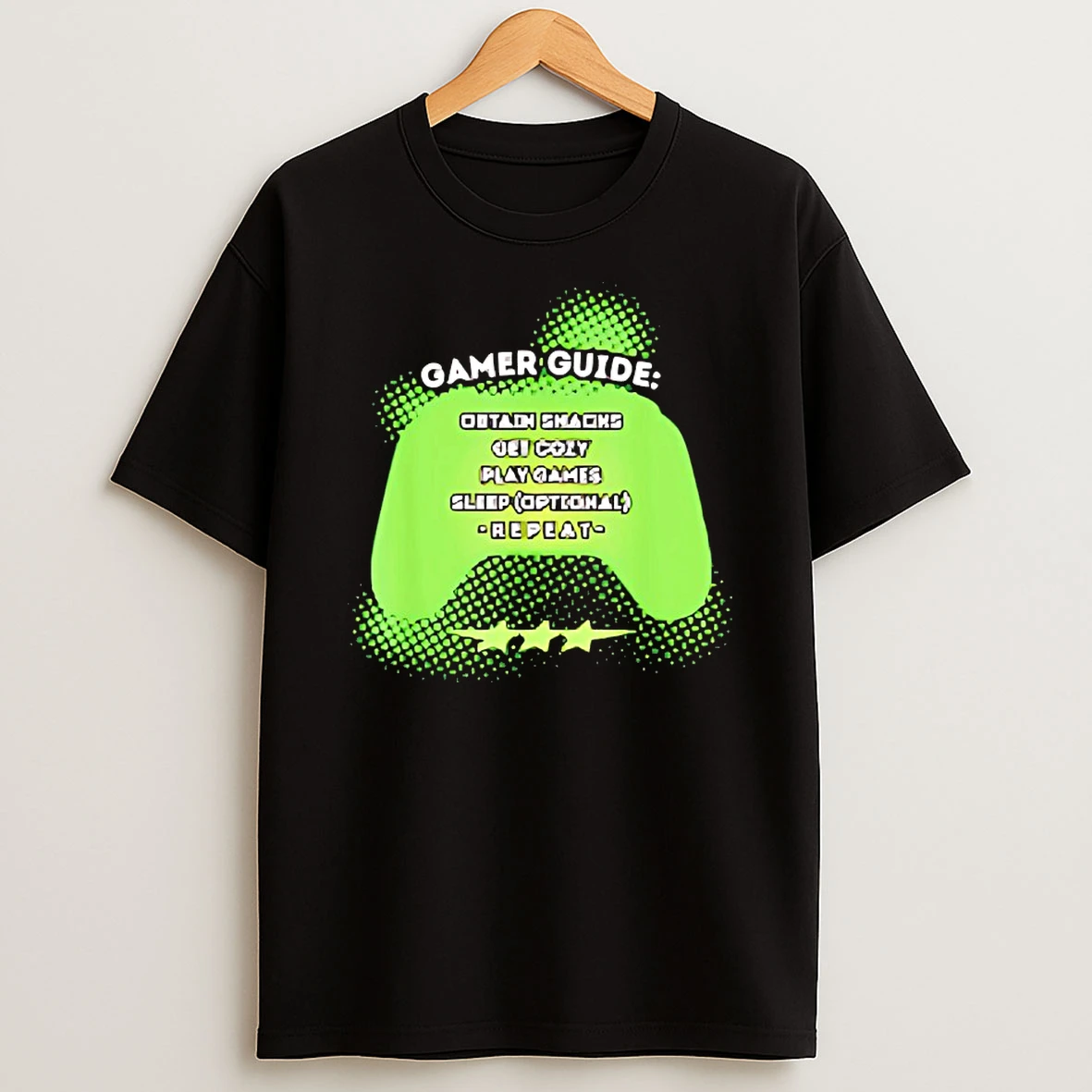Gamer Guide Obtain Snacks Get Cozy Play Games Shirts
