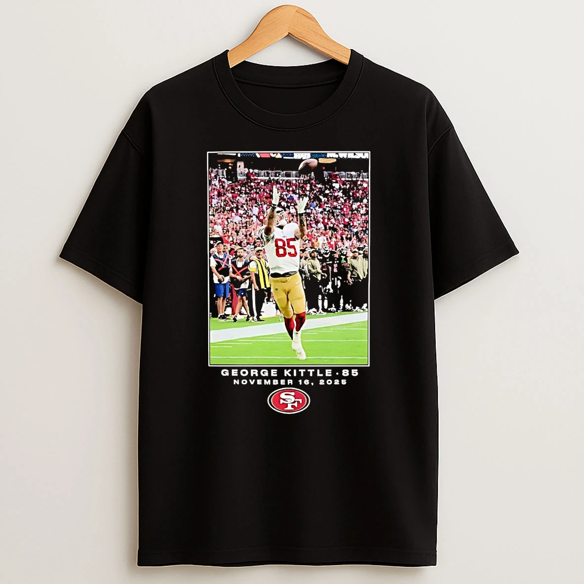 George Kittle Flash Features Photo 2025 San Francisco 49ers Shirts