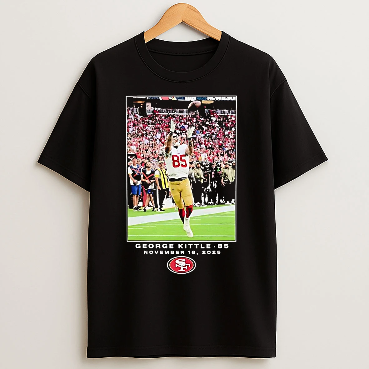 George Kittle Flash Features Photo 2025 San Francisco 49ers T Shirts