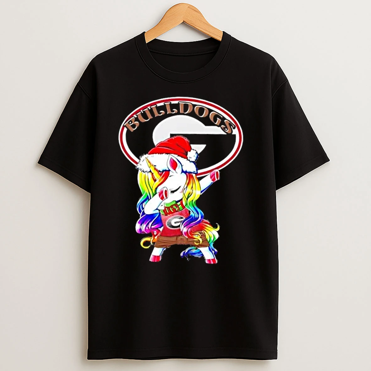 Georgia Bulldogs Football X Unicorn Santa Hat Dabbing Merry Christmas T Shirts