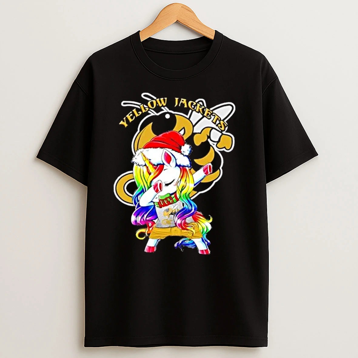 Georgia Tech Yellow Jackets Football X Unicorn Santa Hat Dabbing Merry Christmas T Shirts