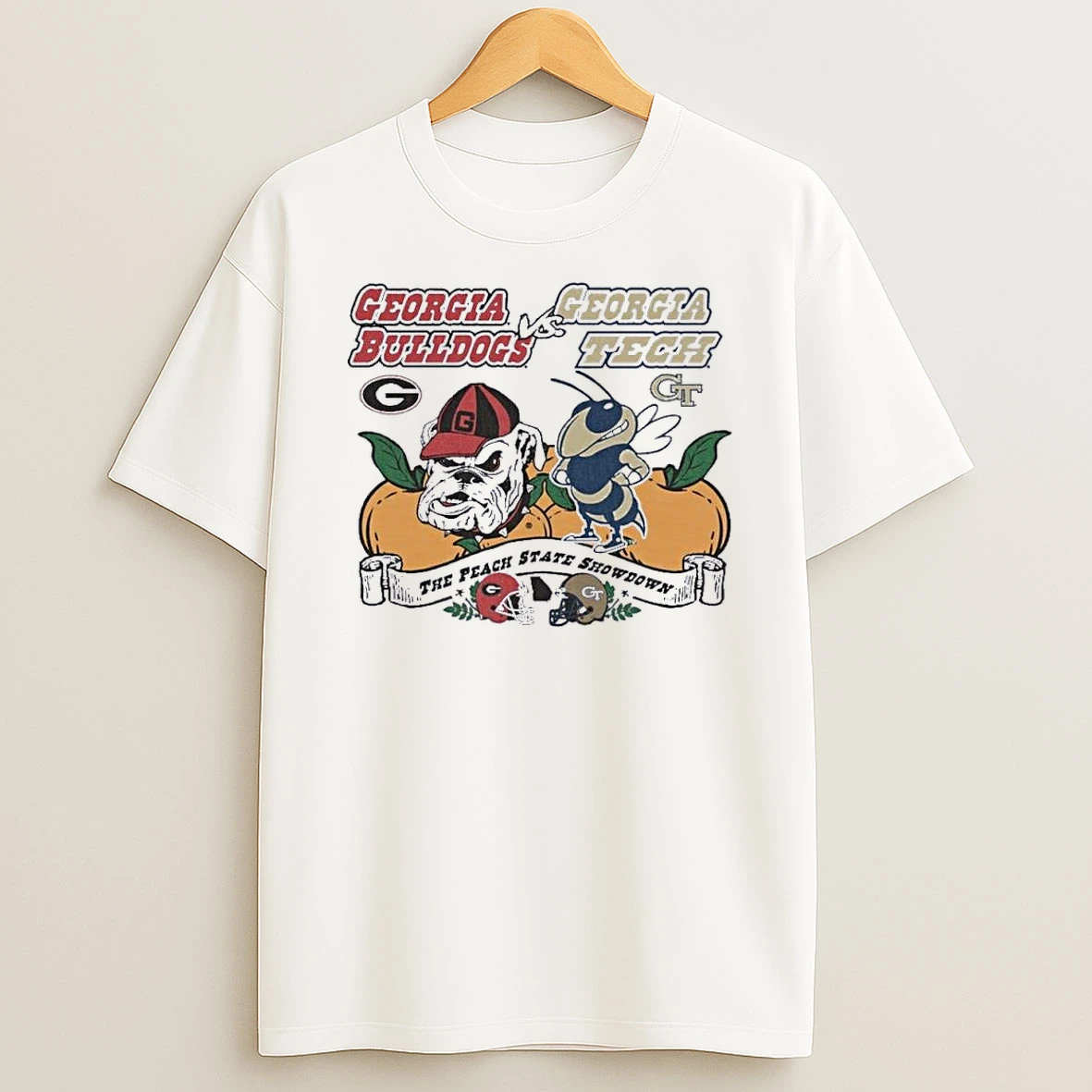 Georgia Tech Yellow Jackets Versus Georgia Bulldogs 2025 The Peach State Showdown Shirts