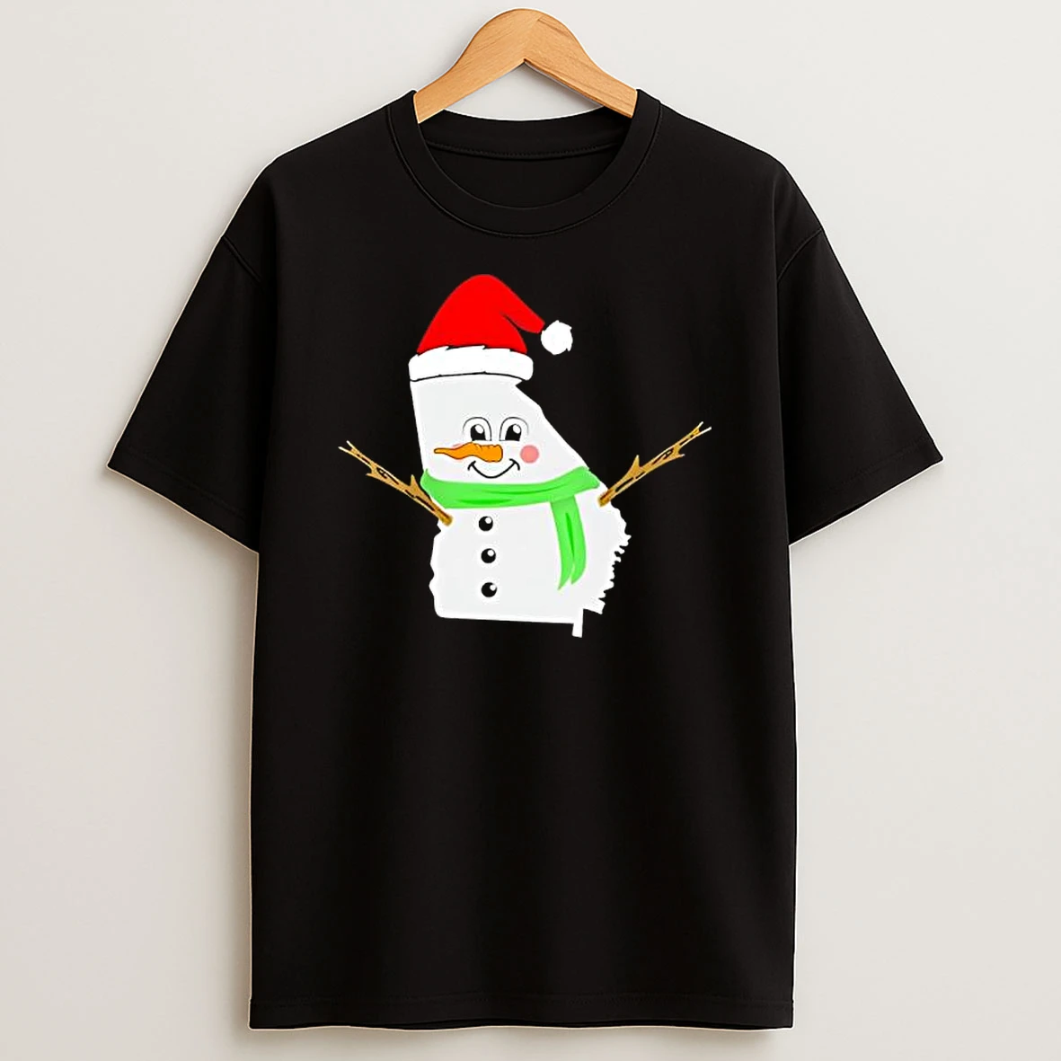 Georgia Snowman Map Christmas Black Shirts