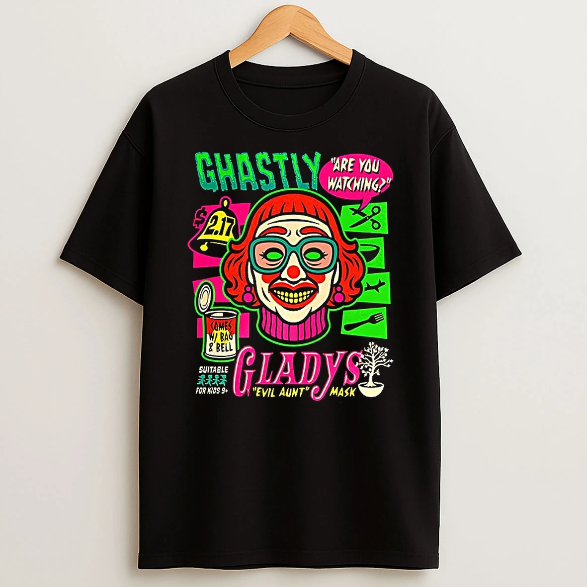 Ghastly Gladys Evil Aunt Mask Are You Watching Halloween Shirts