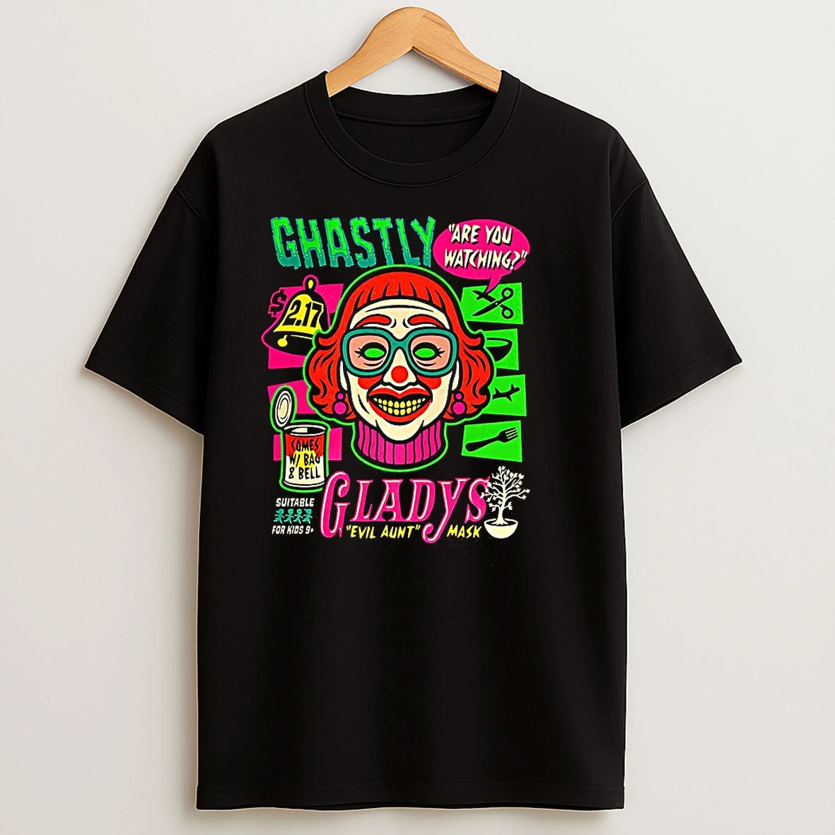 Ghastly Gladys Evil Aunt Mask Are You Watching Halloween T Shirts