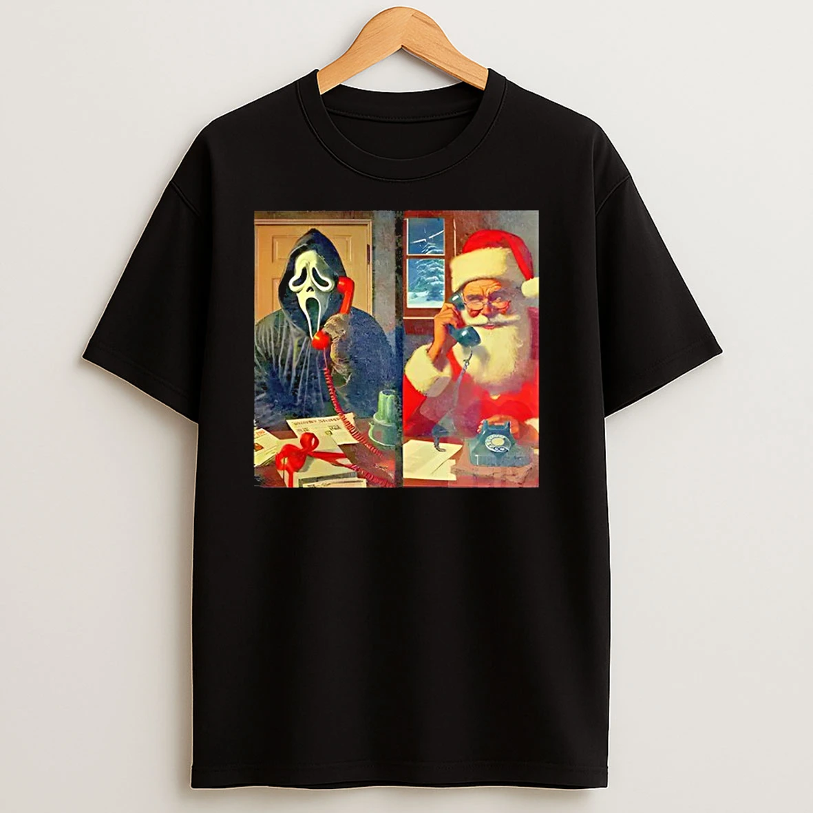 Ghost Face Calling Santa Edgy Horror Christmas T Shirts