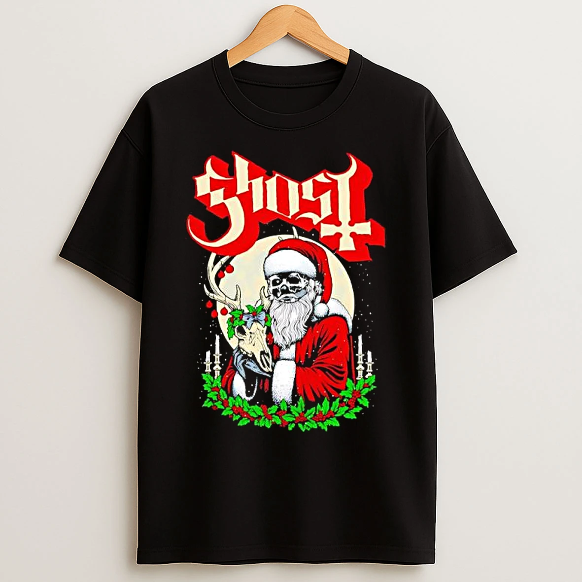 Ghost Father Christmas Santa Skeleton Graphic T Shirts