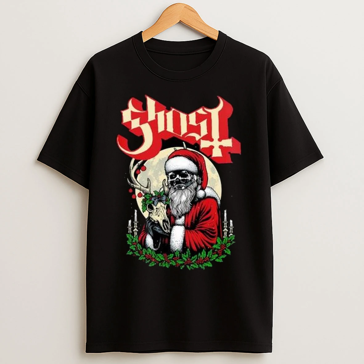Ghost Papa V Father 2025 Christmas Circle Black T Shirts