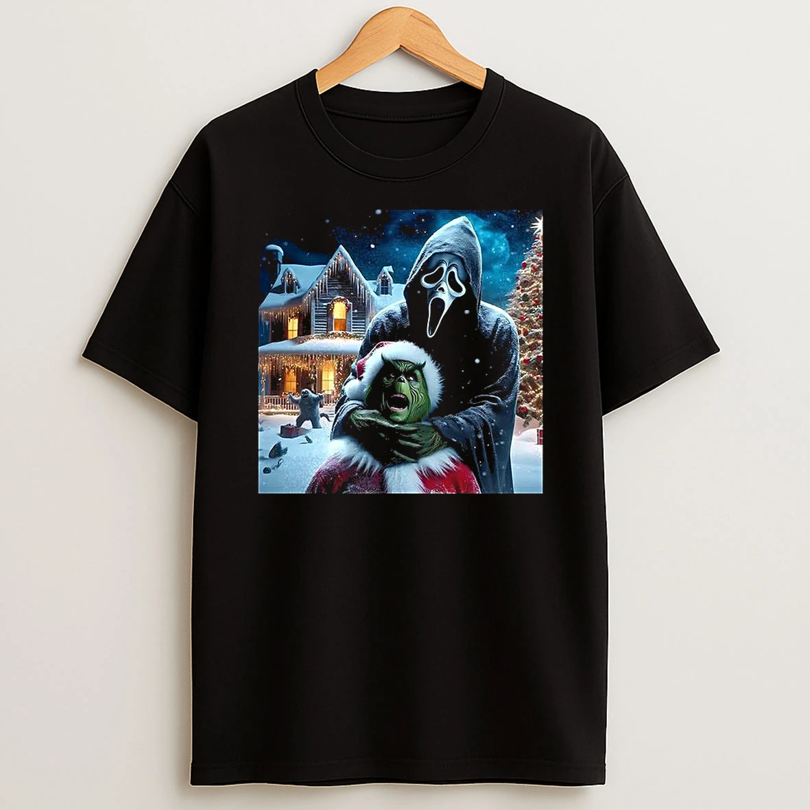 Ghostface Teaches Grinch A Lesson Horror Christmas Shirts