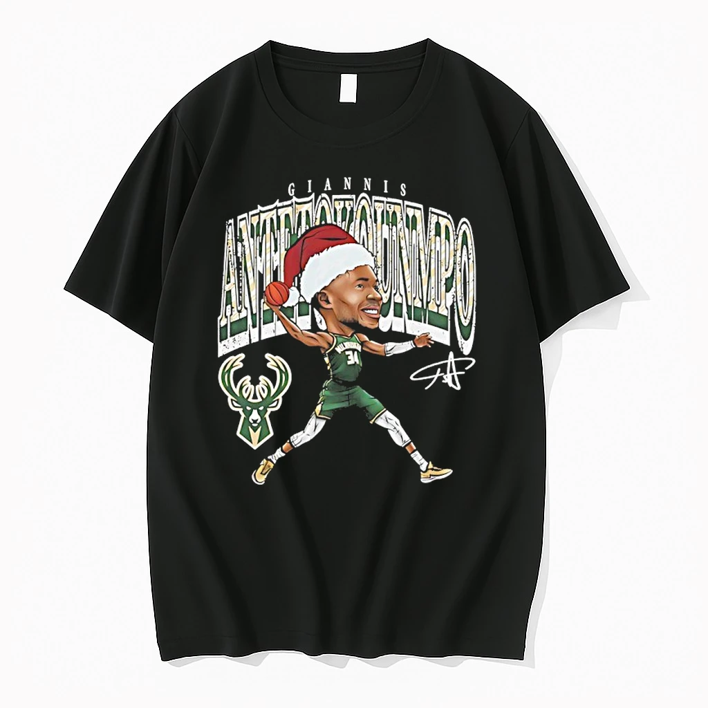 Giannis Antetokounmpo Milwaukee Bucks In Christmas Santa Hat Signature Shirts