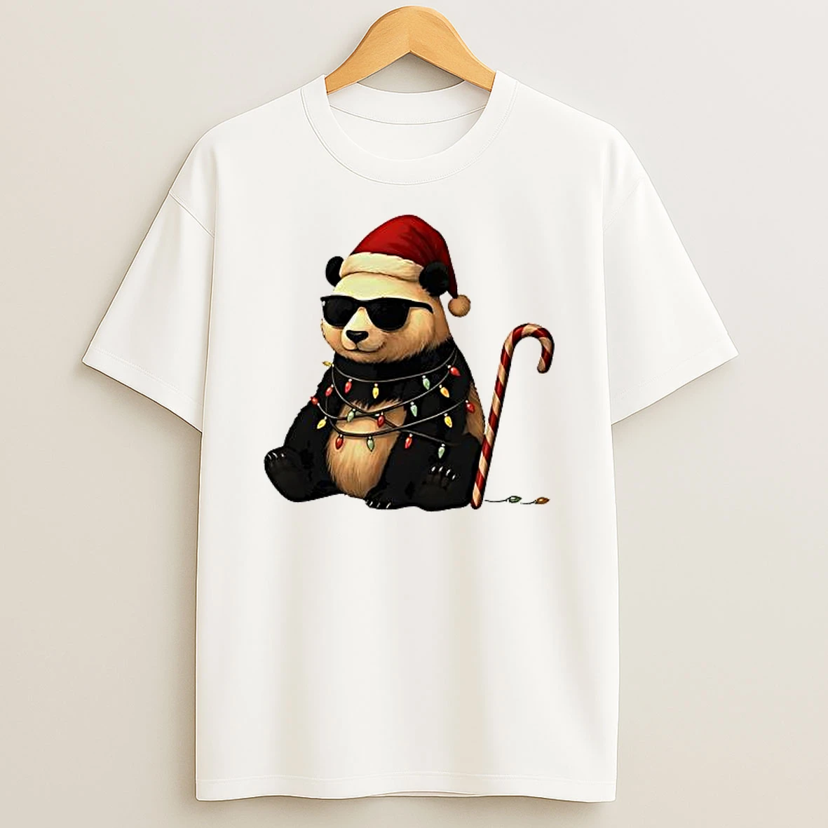 Giant Panda Christmas Graphics Animal Lights Shirts