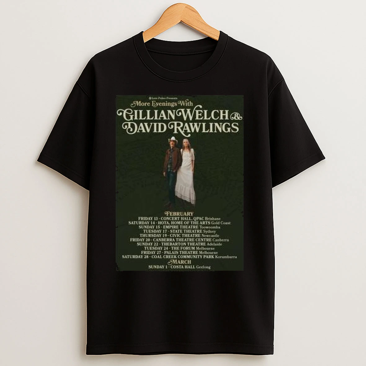 Gillian Welch And David Rawlings Feb And March 2026 Circle Black T Shirts