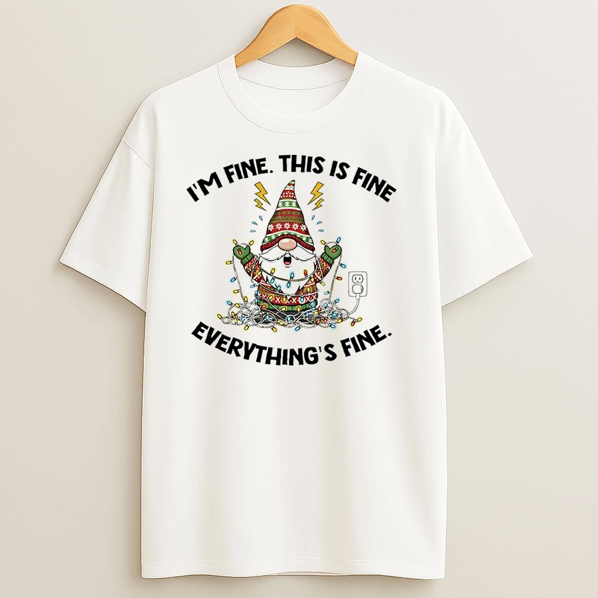Gnome Christmas Tree Im Fine This Is Fine Everythings Fine Merry Christmas T Shirts