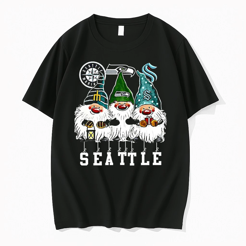 Gnome Seattle Seahawks Mariners Kraken Christmas Shirts