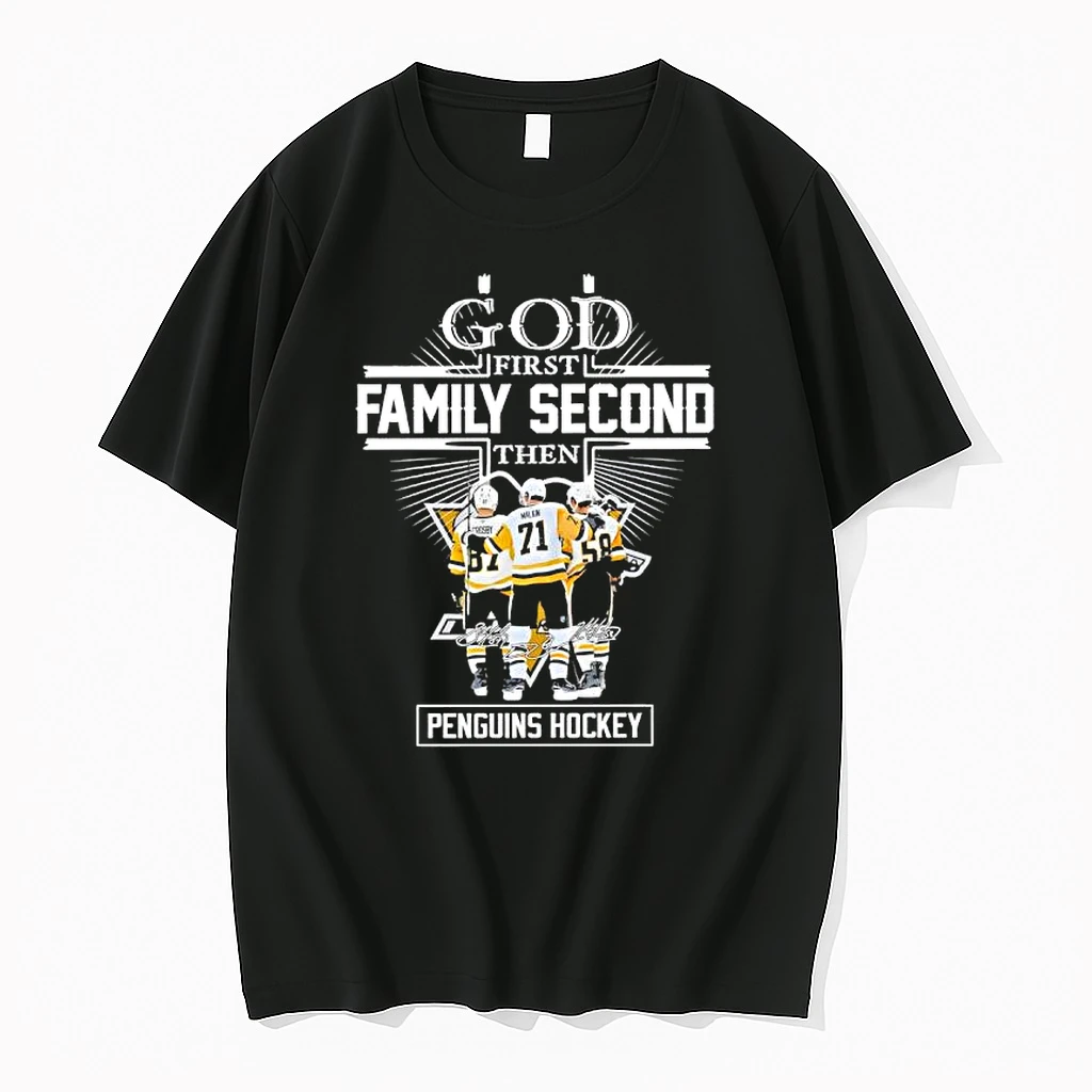 God First Family Second Then Pittsburgh Penguins Hockey Players Signatures Shirts